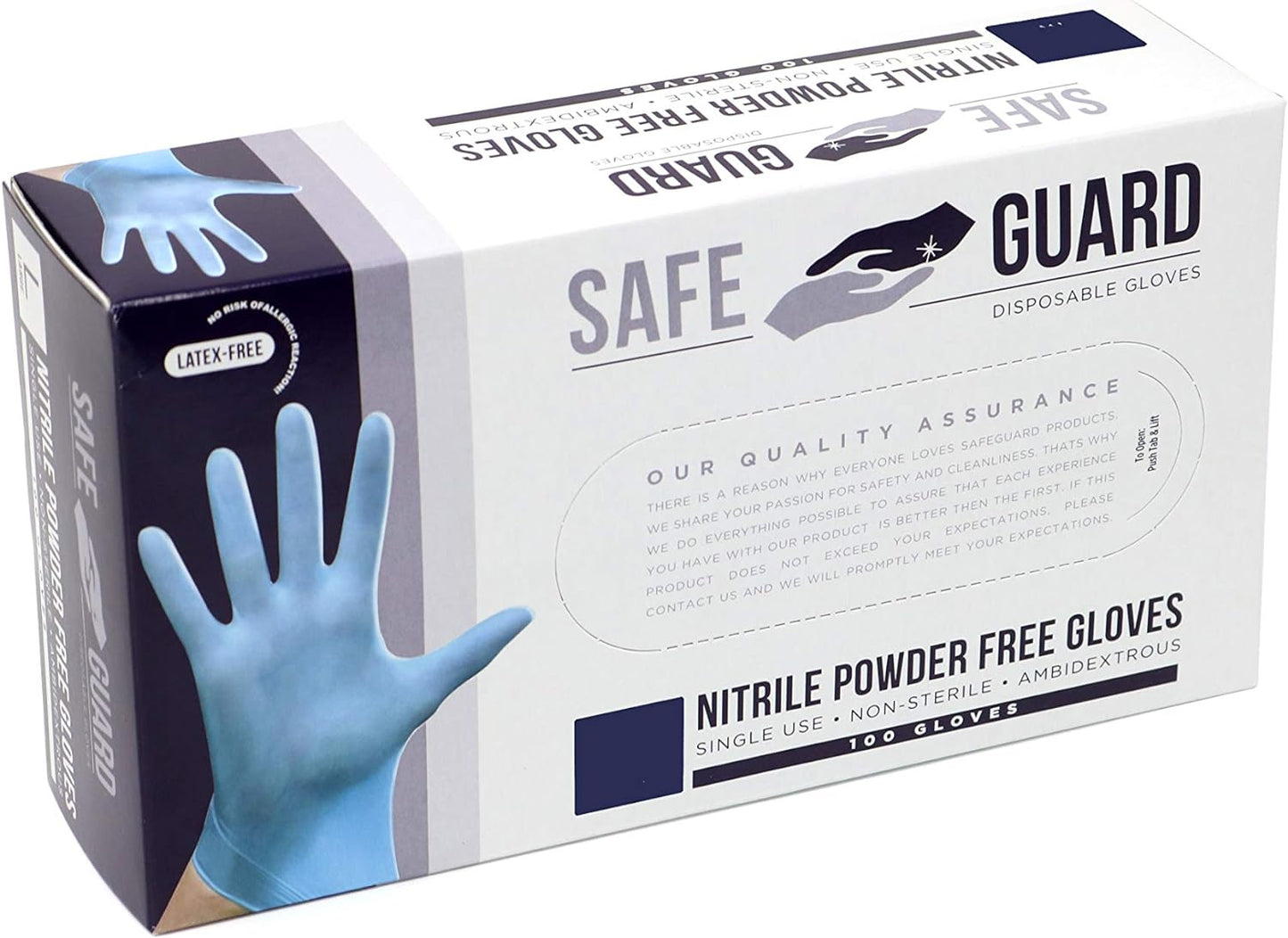 SafeGuard Blue Nitrile Powder Free Disposable Gloves (100 Count)